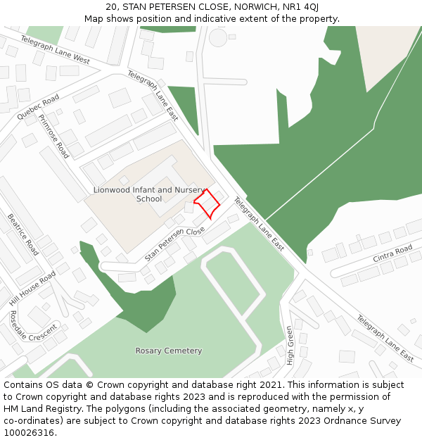 20, STAN PETERSEN CLOSE, NORWICH, NR1 4QJ: Location map and indicative extent of plot