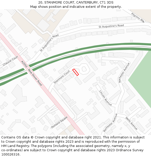 20, STANMORE COURT, CANTERBURY, CT1 3DS: Location map and indicative extent of plot