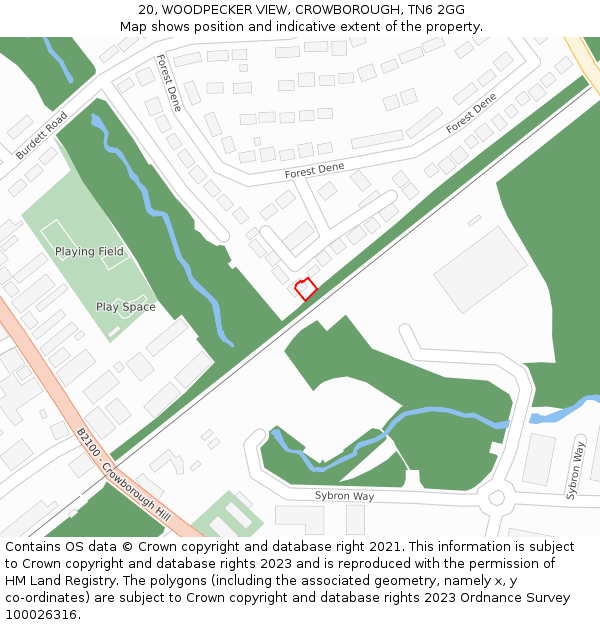 20, WOODPECKER VIEW, CROWBOROUGH, TN6 2GG: Location map and indicative extent of plot