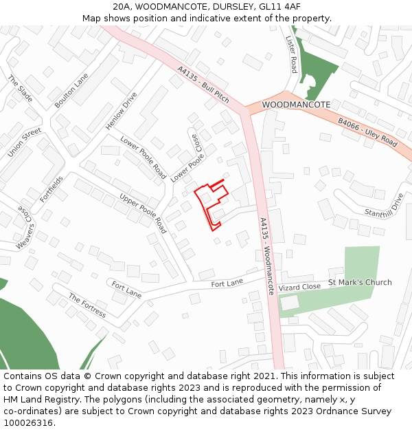 20A, WOODMANCOTE, DURSLEY, GL11 4AF: Location map and indicative extent of plot