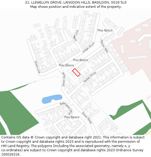 21, LLEWELLYN GROVE, LANGDON HILLS, BASILDON, SS16 5LS: Location map and indicative extent of plot