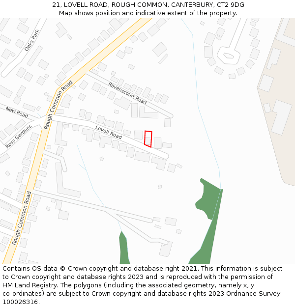 21, LOVELL ROAD, ROUGH COMMON, CANTERBURY, CT2 9DG: Location map and indicative extent of plot