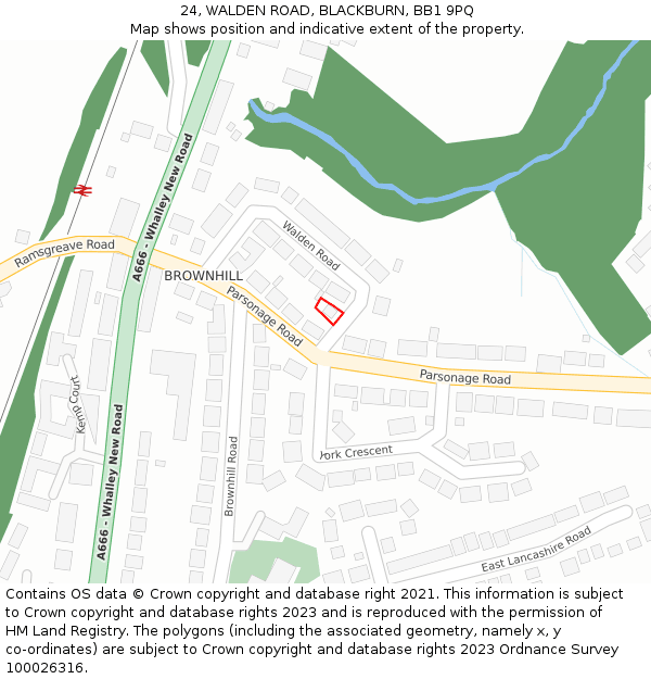 24, WALDEN ROAD, BLACKBURN, BB1 9PQ: Location map and indicative extent of plot