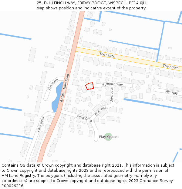 25, BULLFINCH WAY, FRIDAY BRIDGE, WISBECH, PE14 0JH: Location map and indicative extent of plot