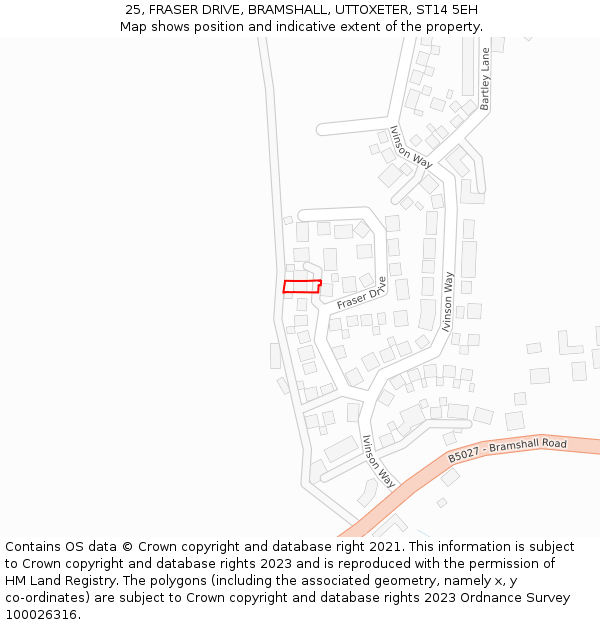 25, FRASER DRIVE, BRAMSHALL, UTTOXETER, ST14 5EH: Location map and indicative extent of plot