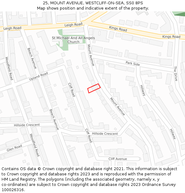 25, MOUNT AVENUE, WESTCLIFF-ON-SEA, SS0 8PS: Location map and indicative extent of plot