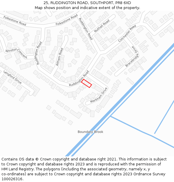 25, RUDDINGTON ROAD, SOUTHPORT, PR8 6XD: Location map and indicative extent of plot