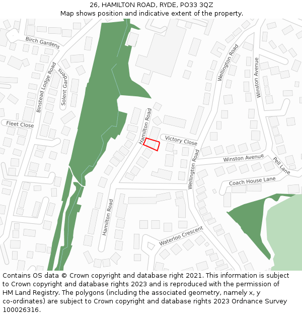 26, HAMILTON ROAD, RYDE, PO33 3QZ: Location map and indicative extent of plot