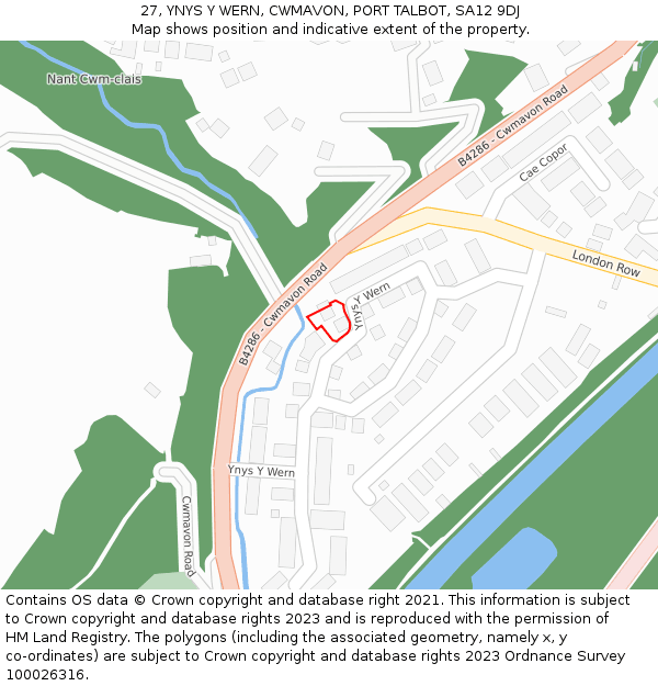 27, YNYS Y WERN, CWMAVON, PORT TALBOT, SA12 9DJ: Location map and indicative extent of plot