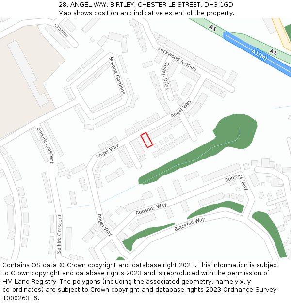 28, ANGEL WAY, BIRTLEY, CHESTER LE STREET, DH3 1GD: Location map and indicative extent of plot