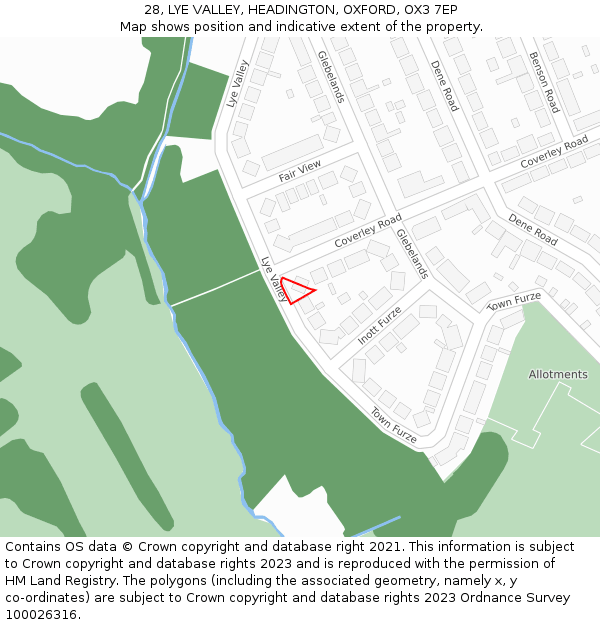 28, LYE VALLEY, HEADINGTON, OXFORD, OX3 7EP: Location map and indicative extent of plot