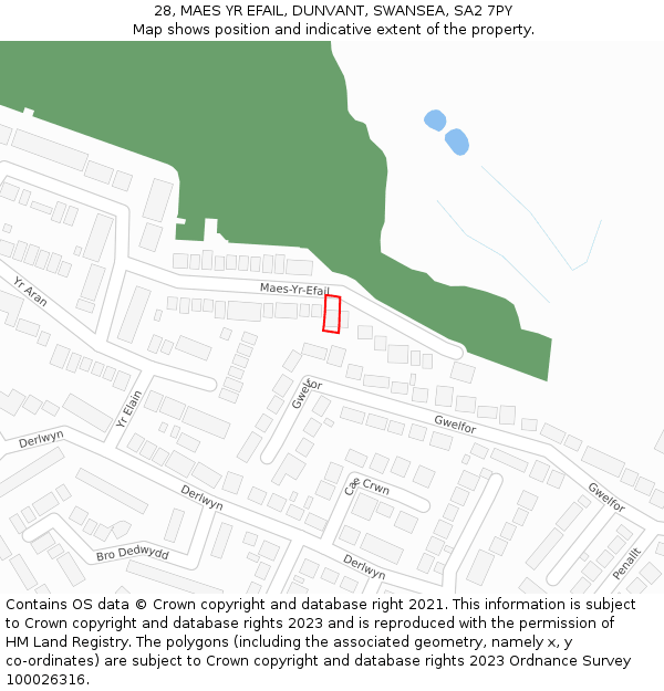 28, MAES YR EFAIL, DUNVANT, SWANSEA, SA2 7PY: Location map and indicative extent of plot