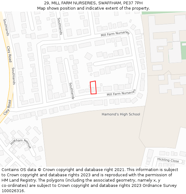 29, MILL FARM NURSERIES, SWAFFHAM, PE37 7PH: Location map and indicative extent of plot