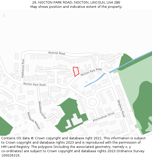 29, NOCTON PARK ROAD, NOCTON, LINCOLN, LN4 2BE: Location map and indicative extent of plot