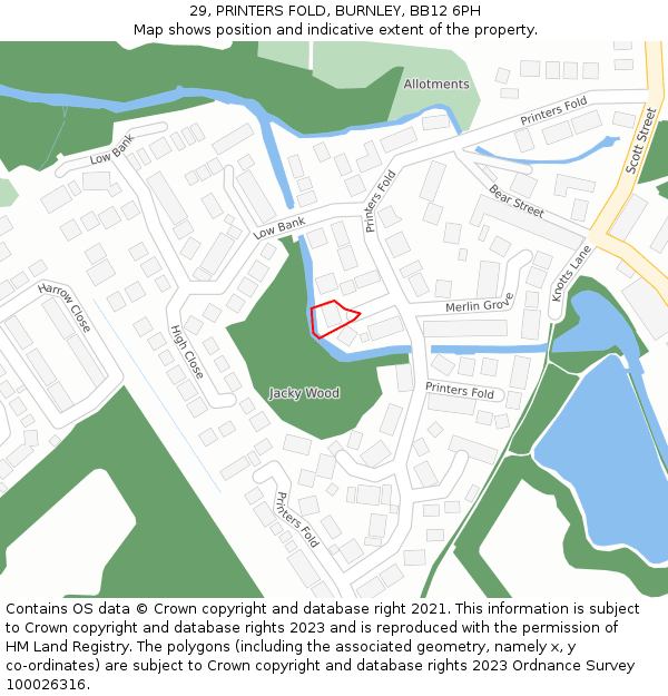 29, PRINTERS FOLD, BURNLEY, BB12 6PH: Location map and indicative extent of plot