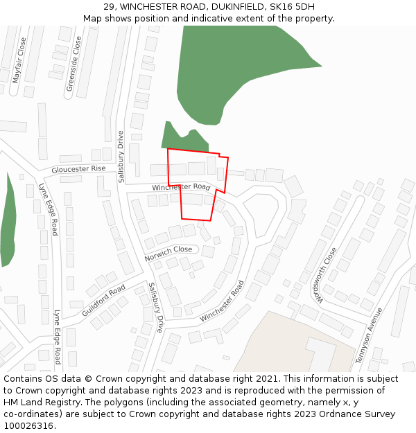 29, WINCHESTER ROAD, DUKINFIELD, SK16 5DH: Location map and indicative extent of plot