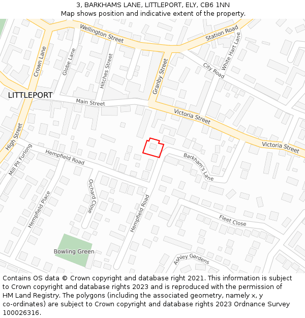 3, BARKHAMS LANE, LITTLEPORT, ELY, CB6 1NN: Location map and indicative extent of plot