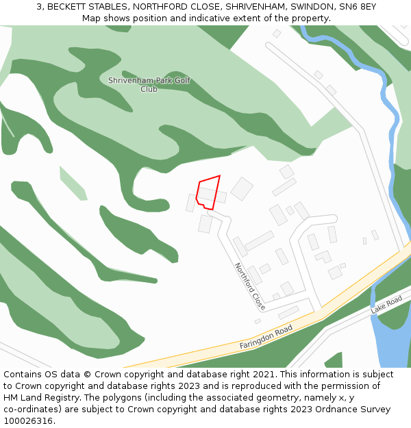 3, BECKETT STABLES, NORTHFORD CLOSE, SHRIVENHAM, SWINDON, SN6 8EY: Location map and indicative extent of plot