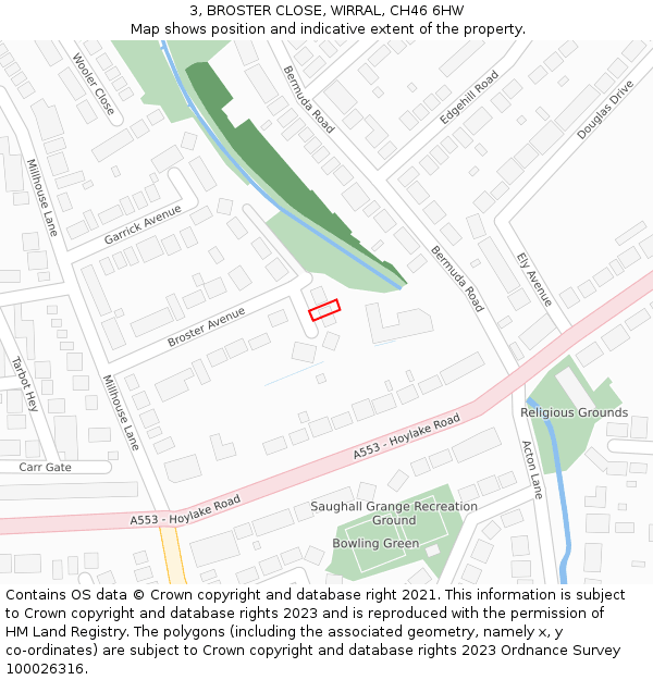 3, BROSTER CLOSE, WIRRAL, CH46 6HW: Location map and indicative extent of plot