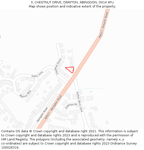 3, CHESTNUT DRIVE, DRAYTON, ABINGDON, OX14 4FU: Location map and indicative extent of plot