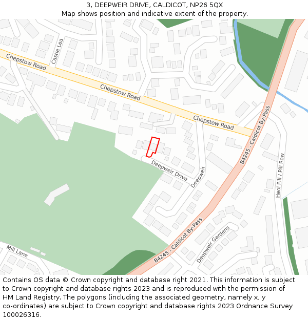 3, DEEPWEIR DRIVE, CALDICOT, NP26 5QX: Location map and indicative extent of plot