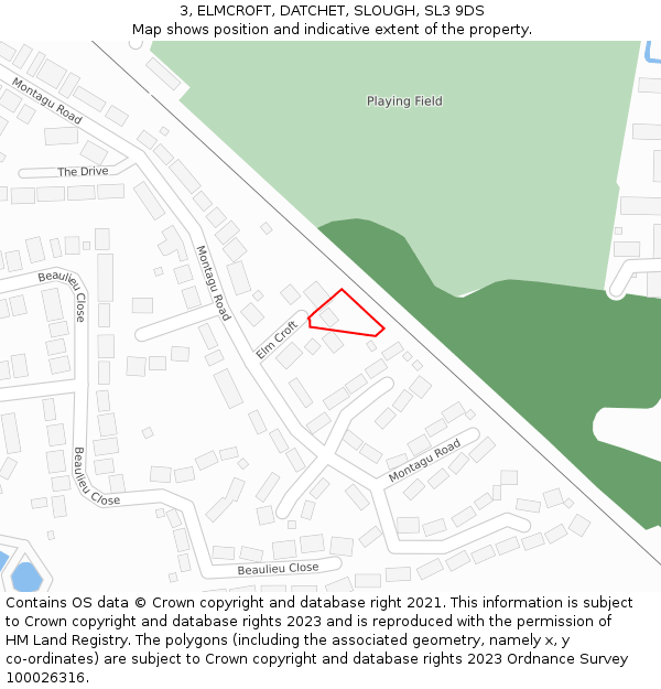 3, ELMCROFT, DATCHET, SLOUGH, SL3 9DS: Location map and indicative extent of plot