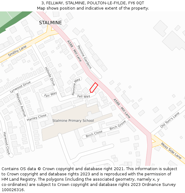 3, FELLWAY, STALMINE, POULTON-LE-FYLDE, FY6 0QT: Location map and indicative extent of plot