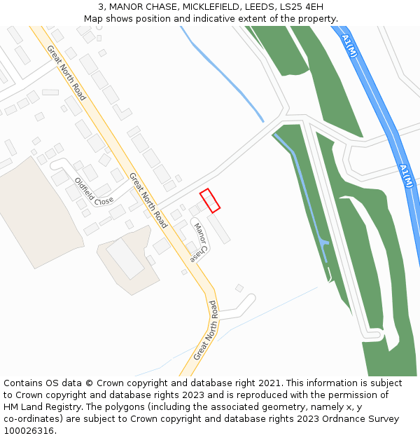 3, MANOR CHASE, MICKLEFIELD, LEEDS, LS25 4EH: Location map and indicative extent of plot