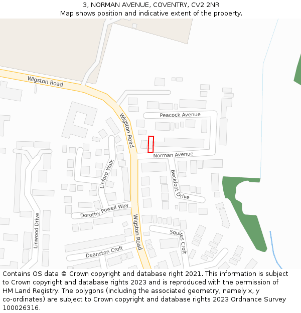 3, NORMAN AVENUE, COVENTRY, CV2 2NR: Location map and indicative extent of plot