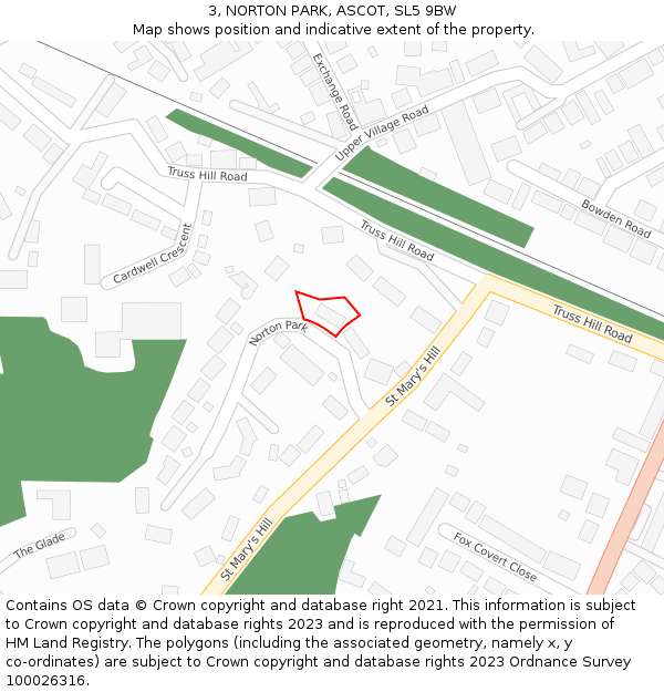 3, NORTON PARK, ASCOT, SL5 9BW: Location map and indicative extent of plot