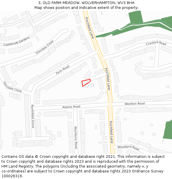 3, OLD FARM MEADOW, WOLVERHAMPTON, WV3 8HA: Location map and indicative extent of plot