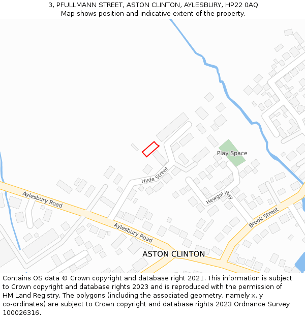 3, PFULLMANN STREET, ASTON CLINTON, AYLESBURY, HP22 0AQ: Location map and indicative extent of plot