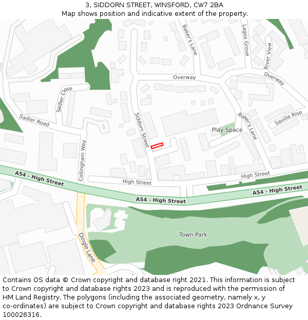 3, SIDDORN STREET, WINSFORD, CW7 2BA: Location map and indicative extent of plot