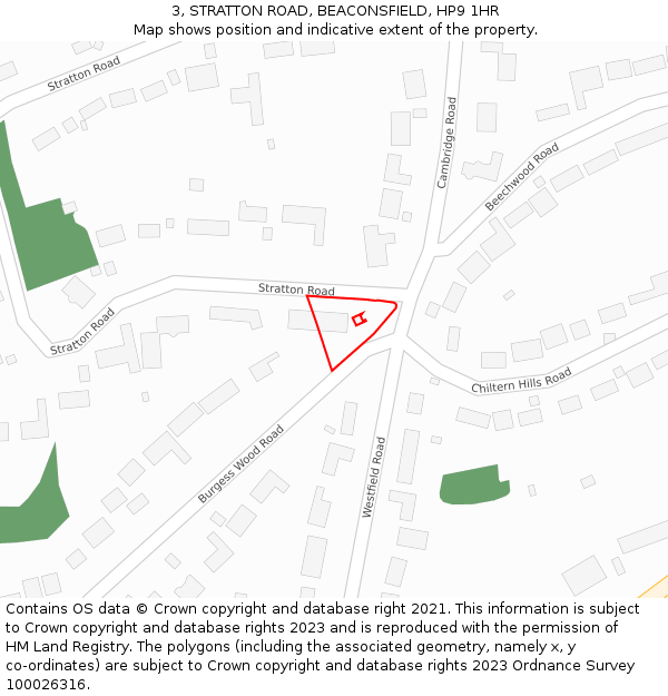 3, STRATTON ROAD, BEACONSFIELD, HP9 1HR: Location map and indicative extent of plot