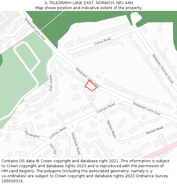 3, TELEGRAPH LANE EAST, NORWICH, NR1 4AN: Location map and indicative extent of plot