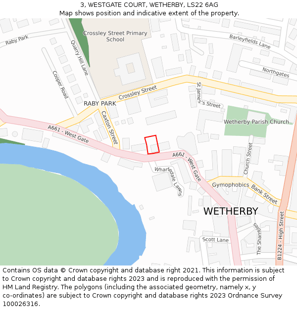 3, WESTGATE COURT, WETHERBY, LS22 6AG: Location map and indicative extent of plot