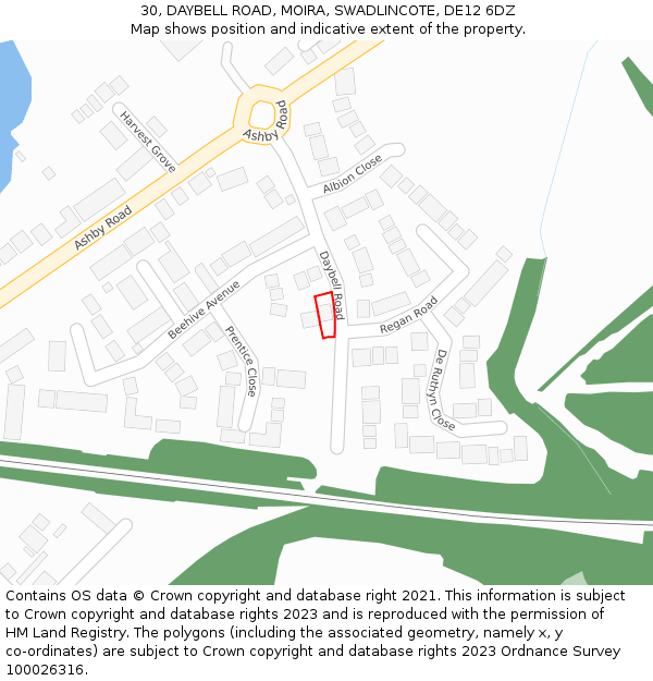 30, DAYBELL ROAD, MOIRA, SWADLINCOTE, DE12 6DZ: Location map and indicative extent of plot