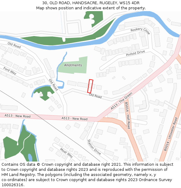 30, OLD ROAD, HANDSACRE, RUGELEY, WS15 4DR: Location map and indicative extent of plot