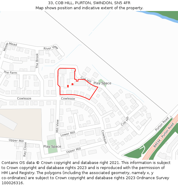 33, COB HILL, PURTON, SWINDON, SN5 4FR: Location map and indicative extent of plot