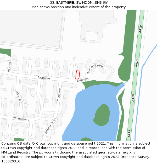 33, EASTMERE, SWINDON, SN3 6JY: Location map and indicative extent of plot