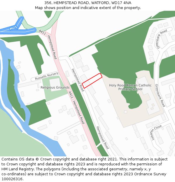 356, HEMPSTEAD ROAD, WATFORD, WD17 4NA: Location map and indicative extent of plot