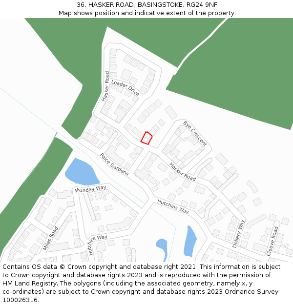 36, HASKER ROAD, BASINGSTOKE, RG24 9NF: Location map and indicative extent of plot