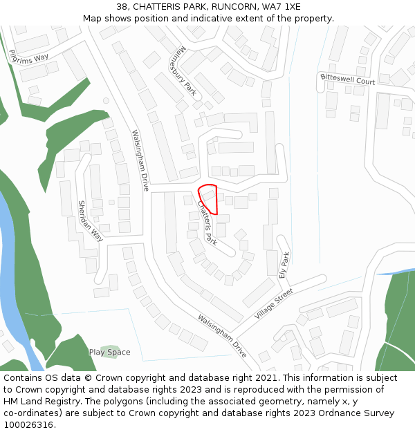 38, CHATTERIS PARK, RUNCORN, WA7 1XE: Location map and indicative extent of plot