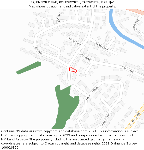 39, ENSOR DRIVE, POLESWORTH, TAMWORTH, B78 1JW: Location map and indicative extent of plot