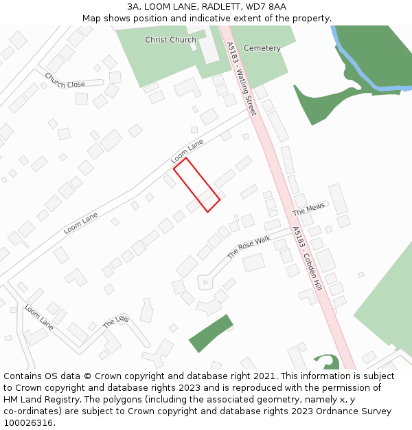 3A, LOOM LANE, RADLETT, WD7 8AA: Location map and indicative extent of plot