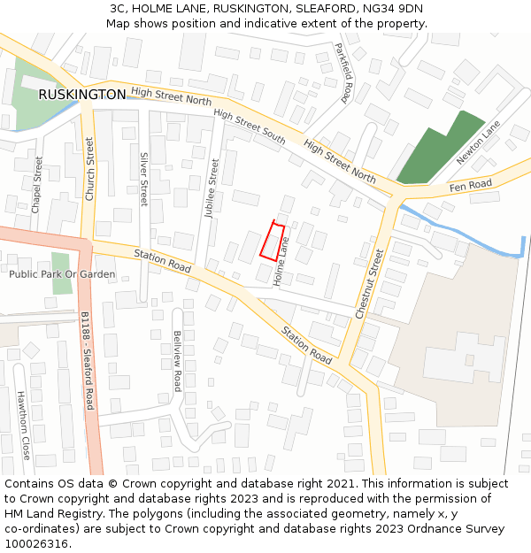 3C, HOLME LANE, RUSKINGTON, SLEAFORD, NG34 9DN: Location map and indicative extent of plot