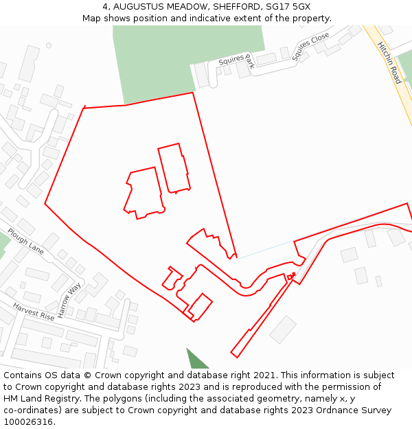 4, AUGUSTUS MEADOW, SHEFFORD, SG17 5GX: Location map and indicative extent of plot