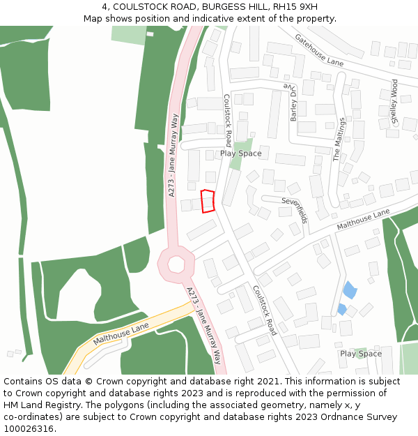 4, COULSTOCK ROAD, BURGESS HILL, RH15 9XH: Location map and indicative extent of plot