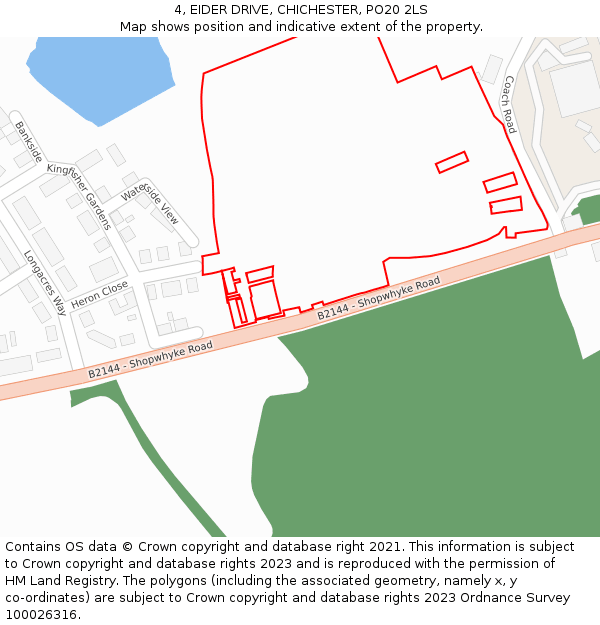 4, EIDER DRIVE, CHICHESTER, PO20 2LS: Location map and indicative extent of plot