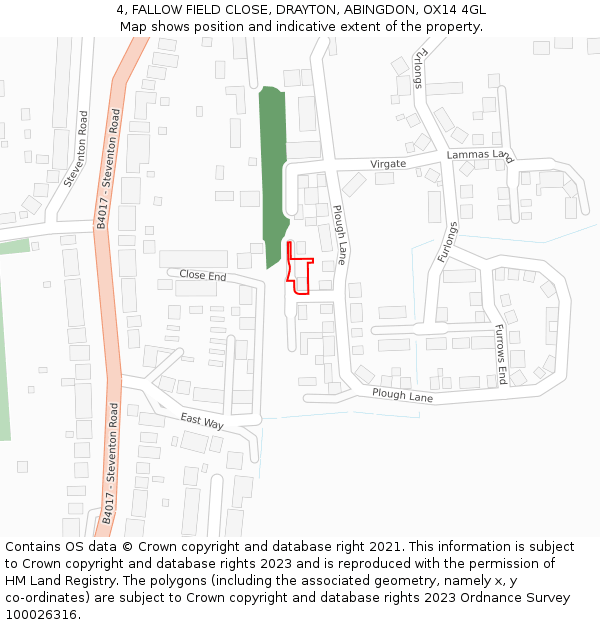 4, FALLOW FIELD CLOSE, DRAYTON, ABINGDON, OX14 4GL: Location map and indicative extent of plot